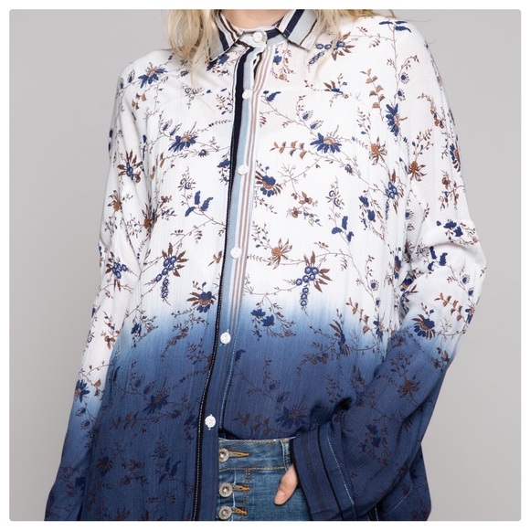 *CLEARANCE* POL Woven Ombré Button Down Top - Picture 3 of 10